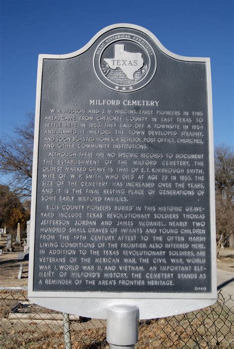 Milford Cemetery - TEXAS HISTORICAL MARKERS