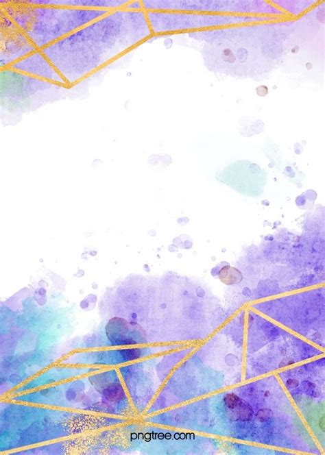 Watercolor Rendering Gold Line Border Blue Purple Background Wallpaper ...