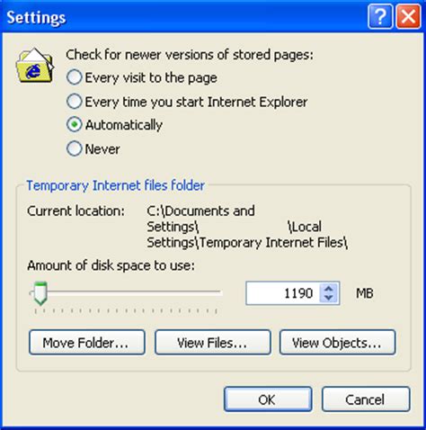 Managing your Internet Explorer Temporary Internet Files