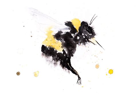 Bumble Bee Watercolor Watercolour Painting No.3 - Wall Art - Signed ...