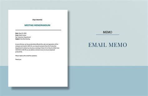 Professional Email Memo Template in Pages, Word, PDF, Google Docs ...