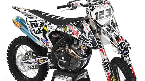 Custom dirt bike Graphics kit "FOX CA9F" black | custom-graphics-mx