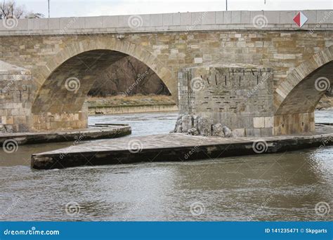 River View of Old Stone Bridge Regensburg Stock Image - Image of arch, stone: 141235471