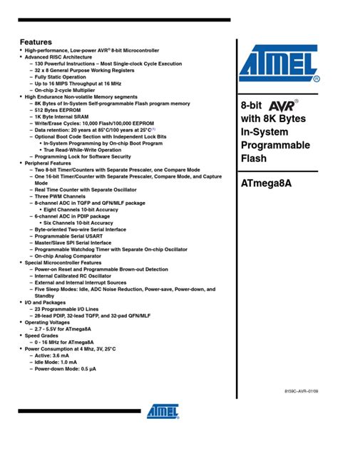 ATMega8 Datasheet | PDF