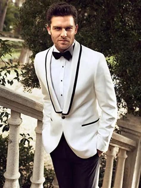 New Style One Button Ivory Groom Tuxedos Groomsmen Men Wedding Tuxedos Bridegroom Prom Suits ...