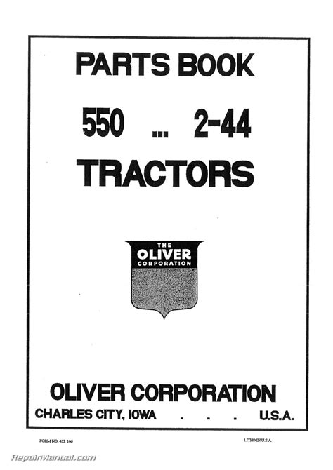 Oliver 550 Tractor Parts Manual