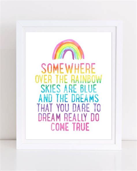 Somewhere Over the Rainbow, Printable Wall Art, Judy Garland Lyrics, Wizard of Oz Print, Dorothy ...