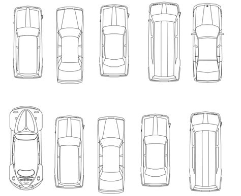 Common and luxuries cars top view elevation cad blocks details dwg file - Cadbull