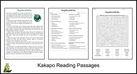 Going Green Earth Day Reading Comprehension and Word Search ... - Worksheets Library