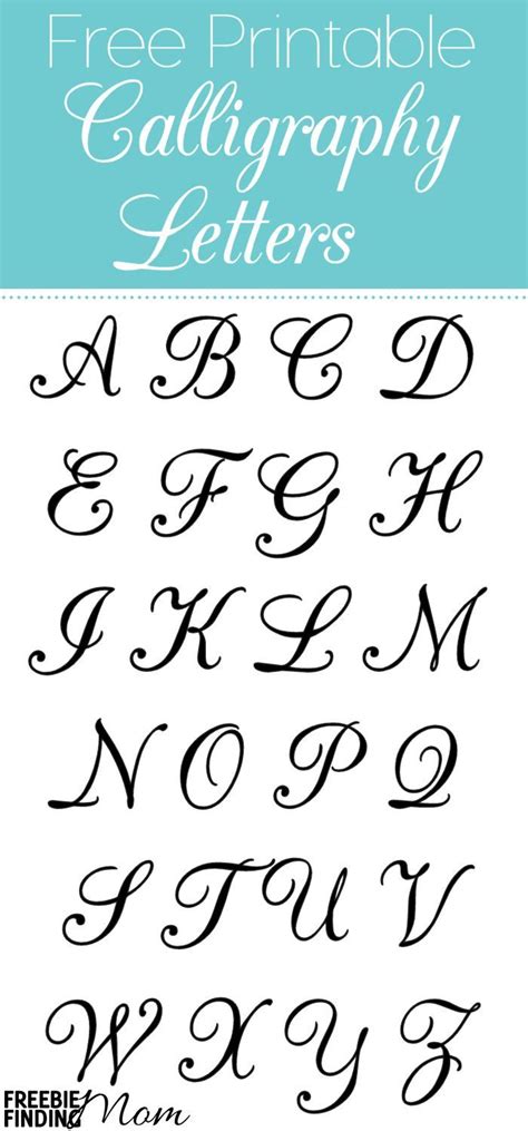 5 Free Printable Alphabet Calligraphy Letters - Freebie Finding Mom ...