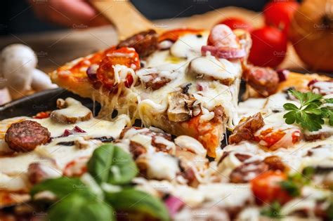 Sausage pizza featuring pizza, toppings, and onion | Food Images ...