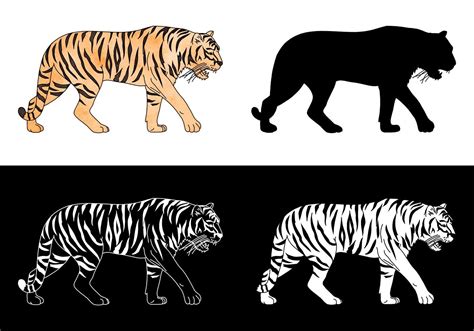 Tiger Silhouette Vector Set 92256 Vector Art at Vecteezy