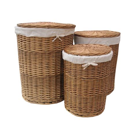 Buy Natural Round Wicker Laundry Basket online from The Basket Company