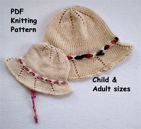 knitting pattern bucket hat, knit sun hat pattern, knit your own adult or child hat, digital ...