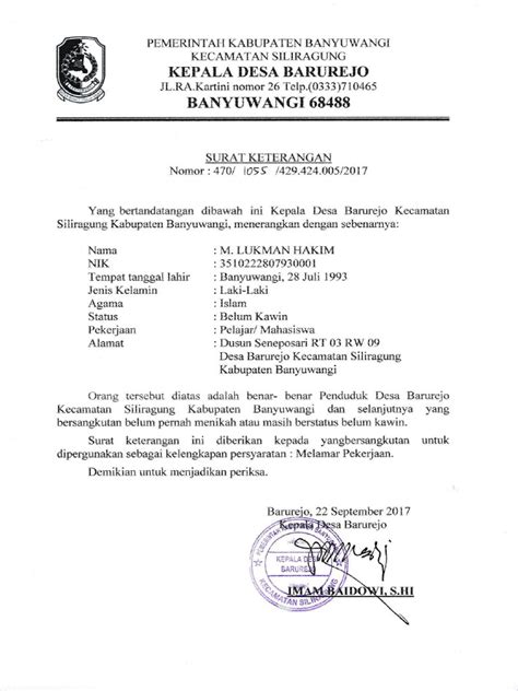 Surat Keterangan Belum Menikah Jakevo - Contoh Surat