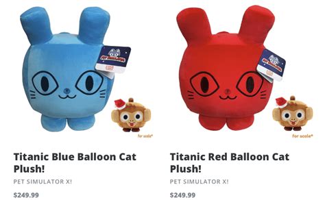 Roblox Pet Simulator X Titanic Red Balloon Cat Plush