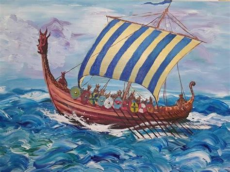 Norway's Viking Ship Painting by Kristi Argyle | Saatchi Art