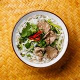 Vietnamese Pho Bo Soup With Beef Close Up. Top View Stock Photo - Image ...