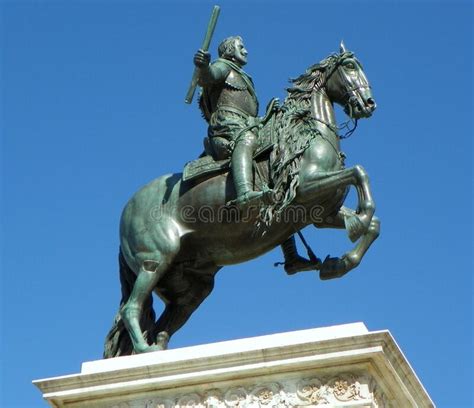 Spain, Madrid, Plaza De Oriente, Statue of Felipe V Stock Photo - Image ...