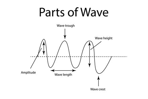 Waves of the basic properties. Vector illustration parts of a wave. Amplitude, wave length ...