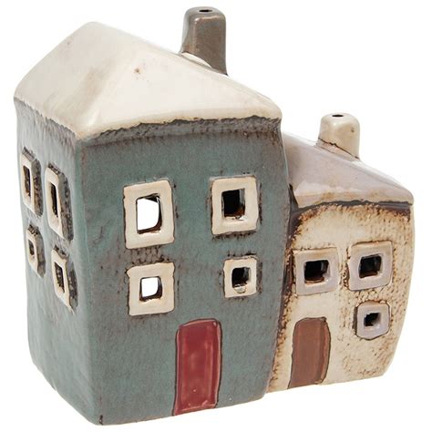 Village Pottery Grey/Cream Two Houses Tealight – Hollygrove