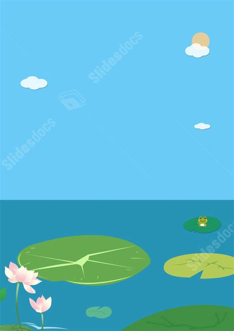 A Minimalist Lotus Pond Design For Summer Solstice Page Border Background Word Template And ...