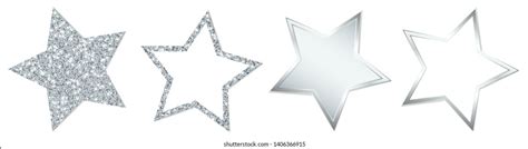 Set Four Silver Stars Sparkling Shining Stock Vector (Royalty Free ...