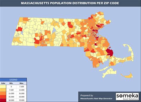 Massachusetts Zip Code Map and Population List in Excel