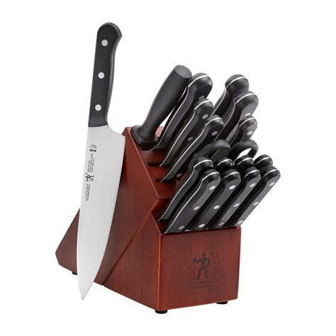 Henckels Solution 18-Piece Stainless Steel Knife Set with Block 17553-018 - The Home Depot