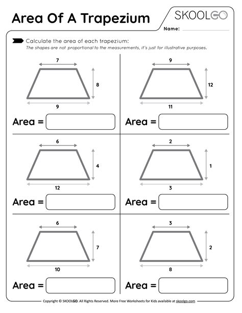 Trapezoid Area Worksheet