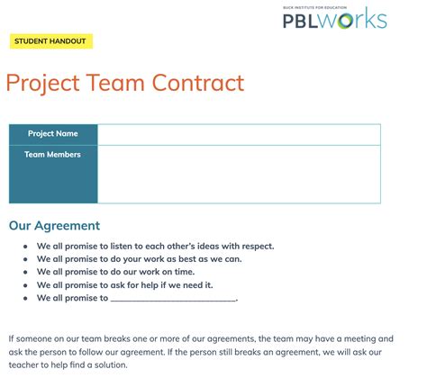 Project Team Contract | MyPBLWorks