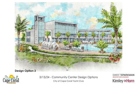 Cape Coral Yacht Club community building design: three options