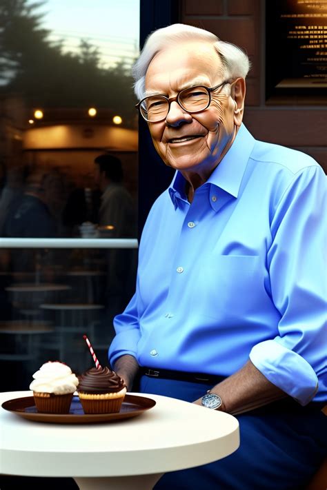 Lexica - Warren Buffett is sitting at a small table outside an ice cream shop, savoring a cone ...