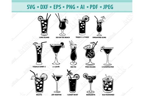 Craft Supplies & Tools Clip Art & Image Files Cocktail svg Beach Drink ...