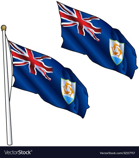 Waving anguilla flag Royalty Free Vector Image