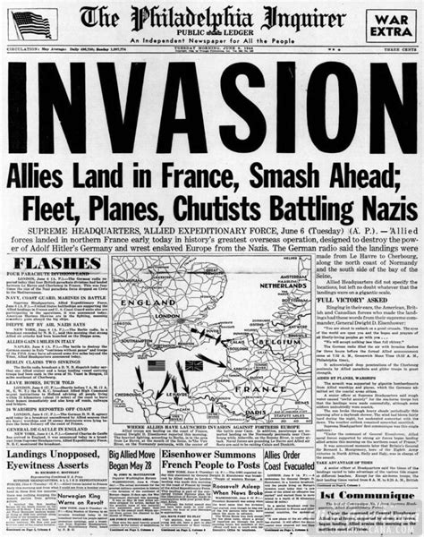 D-Day invasion of France: See WW2 newspaper headlines (1944) - Click Americana