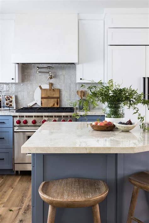 Gray Tile Backsplash - Contemporary - kitchen - Sherwin Williams Pure White - Linda McDougald Design