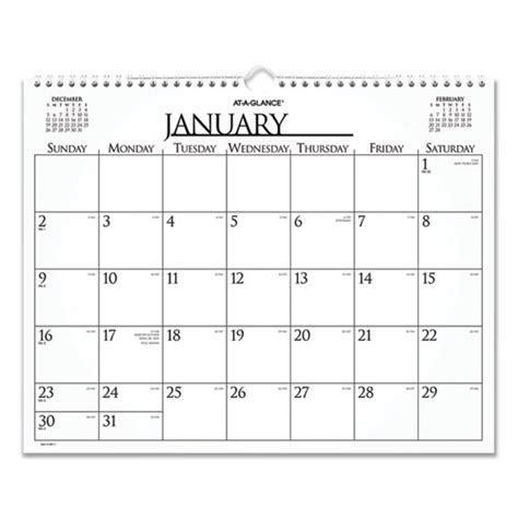 Business Monthly Wall Calendar, 15 x 12, White/Black Sheets, 12-Month ...