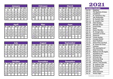 Free Printable Christian Calendar 2021