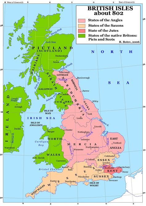 Britain in the year 802 | Map of britain, British isles, England map