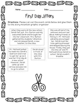 FIRST DAY JITTERS Differentiated Plot Worksheets by Eureka Sheets