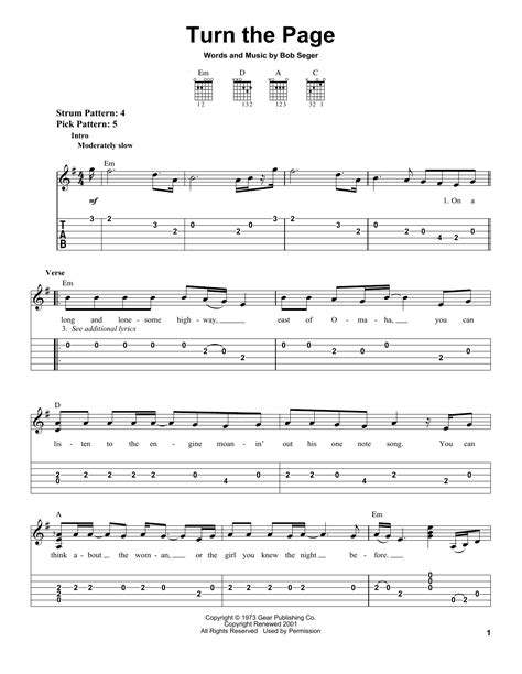 Turn The Page by Bob Seger - Easy Guitar Tab - Guitar Instructor