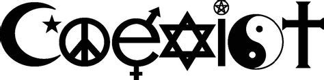 This is the popular coexist sign that consists of symbols from the world's major religions. I ...