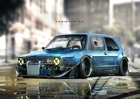 HD wallpaper: artwork, car, render, Taped Headlights, Tuning, Volkswagen Golf | Wallpaper Flare