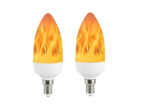 2x LED Flame Bulb E12 Candelabra BASE 3 Watt Warm White LED Chandelier Bulbs Flameless ...