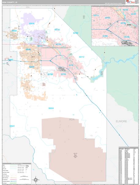 Ada County, ID Wall Map Premium Style by MarketMAPS - MapSales