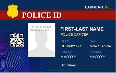 Police ID Card Templates for MS Word | Download Edit & Print