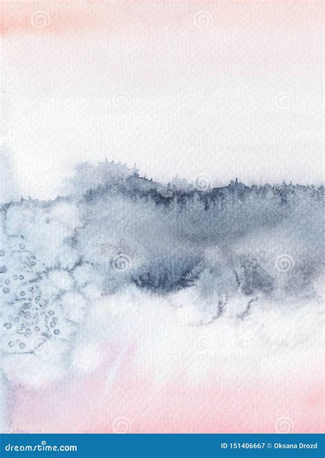 Blush Pink and Navyblue Abstract Watercolor Hand Painted Landscape Stock Image - Image of pastel ...