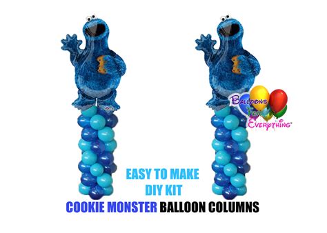 Cookie Monster Birthday Balloons Columns, Sesame Street Cake Table, Gi ...