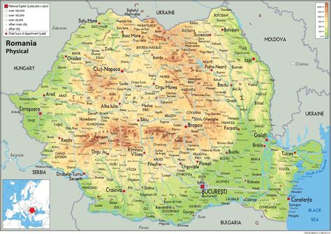 Romania Physical Map - Paper Laminated [GA] : Amazon.nl: Stationery & Office Supplies